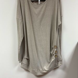 Yincra Women's Tan Long Sleeve Top with 3 Button Detail Size XL P2P 22